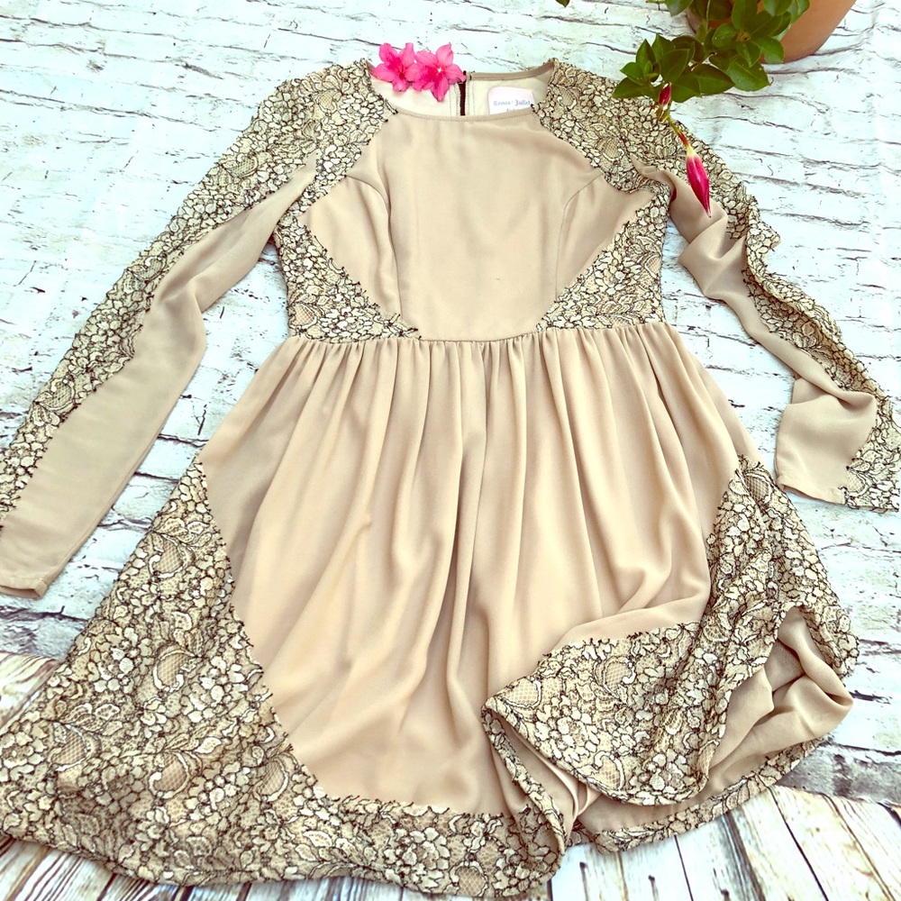 Romeo & Juliet Couture tan & black lace dress PUnk